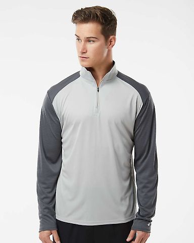 Badger Sportswear 4231 Breakout Quarter-Zip Pullov in Silver/ graphite front view