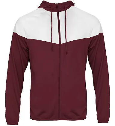 Badger Sportswear 7722 Spirit Outer-Core Jacket in Maroon/ white front view