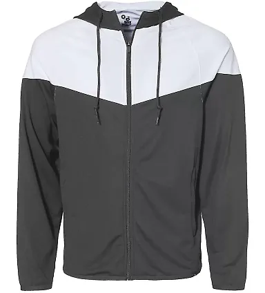 Badger Sportswear 7722 Spirit Outer-Core Jacket in Graphite/ white front view