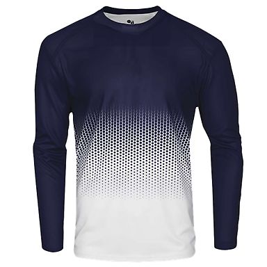 Badger Sportswear 4224 Hex 2.0 Long Sleeve T-Shirt in Navy front view