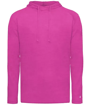 Badger Sportswear 4905 Tri-Blend Surplice Hooded L in Hot pink heather front view