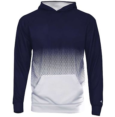 Badger Sportswear 2404 Youth Hex 2.0 Hooded Sweats in Navy front view
