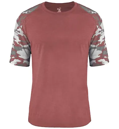 Badger Sportswear 2970 Youth Camo Sport Triblend T Red Heather front view