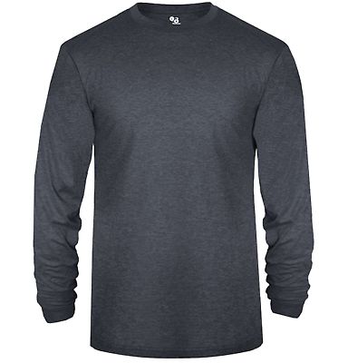 Badger Sportswear 2944 Youth Triblend Long Sleeve  in Navy heather front view