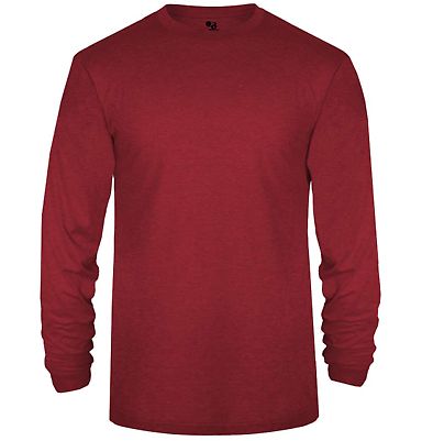 Badger Sportswear 2944 Youth Triblend Long Sleeve  in Red front view