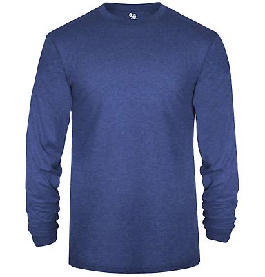 Badger Sportswear 2944 Youth Triblend Long Sleeve  in Royal heather front view
