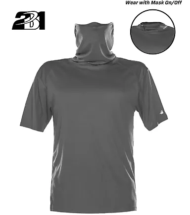 Badger Sportswear 1921 2B1 T-Shirt with Mask Graphite front view