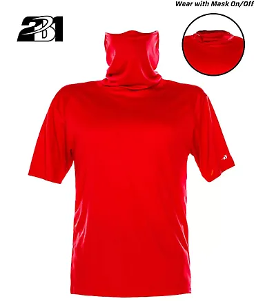 Badger Sportswear 1921 2B1 T-Shirt with Mask Red front view