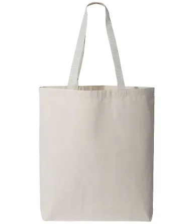 Q-Tees Q4400 11L Canvas Tote with Contrast-Color H in Natural/ natural front view