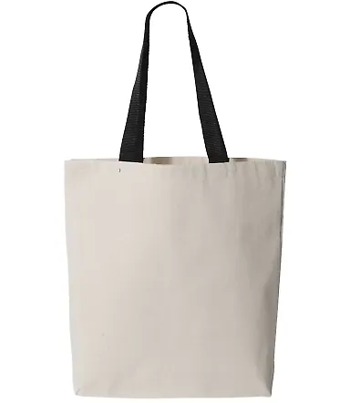Q-Tees Q4400 11L Canvas Tote with Contrast-Color H in Natural/ black front view