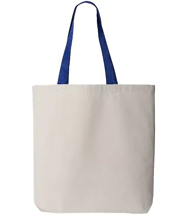 Q-Tees Q4400 11L Canvas Tote with Contrast-Color H in Natural/ royal front view