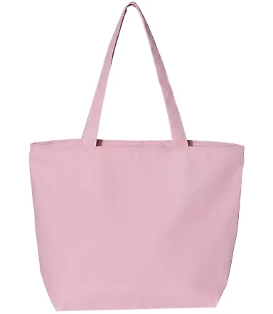 Q-Tees Q611 25L Zippered Tote Light Pink front view
