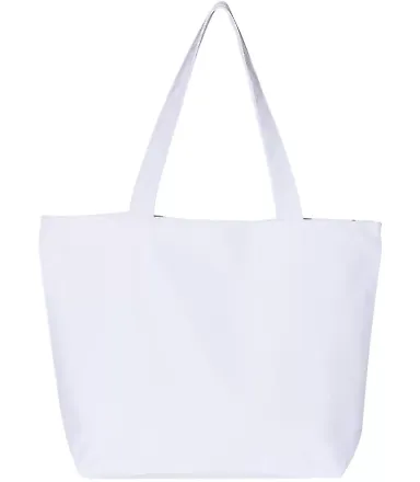 Q-Tees Q611 25L Zippered Tote White front view