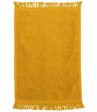Q-Tees T100 Fringed Fingertip Towel Gold front view
