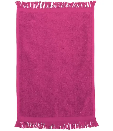 Q-Tees T100 Fringed Fingertip Towel Hot Pink front view