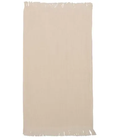 Q-Tees T100 Fringed Fingertip Towel Natural front view