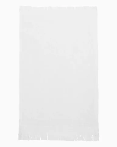 Q-Tees T100 Fringed Fingertip Towel White front view