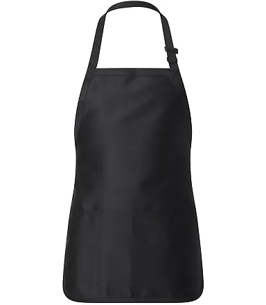 Q-Tees Q4250 Full-Length Apron with Pouch Pocket Black front view