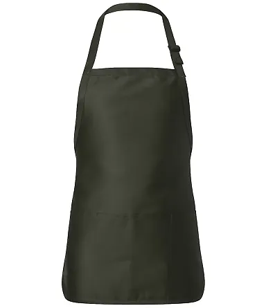 Q-Tees Q4250 Full-Length Apron with Pouch Pocket Forest front view