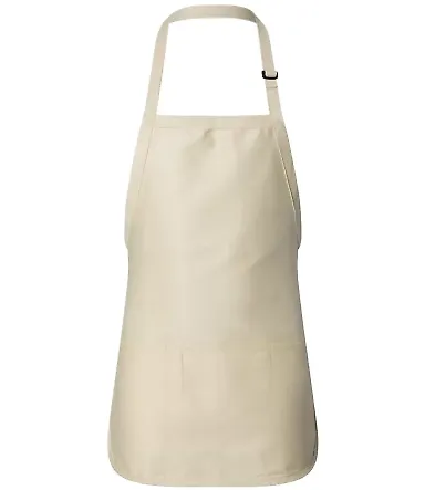 Q-Tees Q4250 Full-Length Apron with Pouch Pocket Natural front view