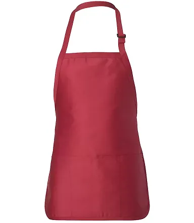 Q-Tees Q4250 Full-Length Apron with Pouch Pocket Red front view