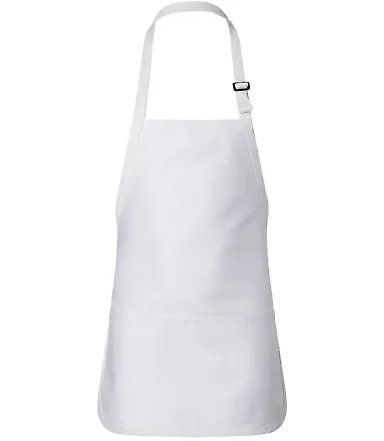 Q-Tees Q4250 Full-Length Apron with Pouch Pocket White front view