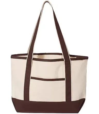 Q-Tees Q125800 20L Small Deluxe Tote Natural/ Chocolate front view