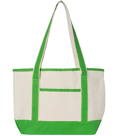 Q-Tees Q125800 20L Small Deluxe Tote Natural/ Lime front view
