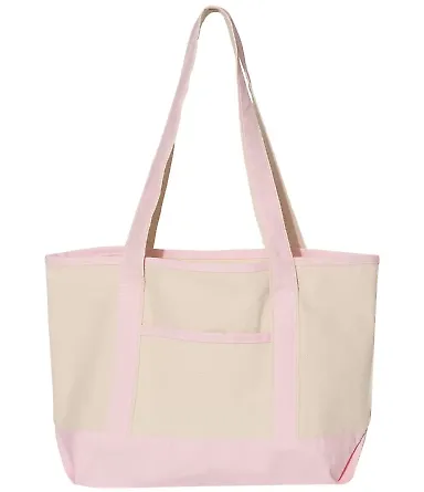 Q-Tees Q125800 20L Small Deluxe Tote Natural/ Light Pink front view