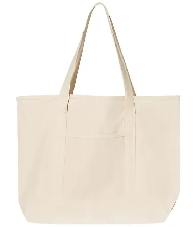 Q-Tees Q1500 34.6L Large Canvas Deluxe Tote Natural/ Natural front view
