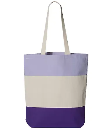 Q-Tees Q125900 11L Tri-Color Tote Purple/ Natural/ Lavender front view