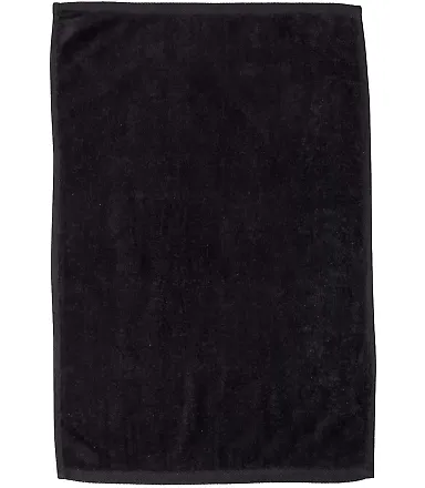Q-Tees T200 Hemmed Hand Towel Black front view
