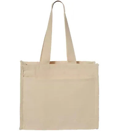 Q-Tees Q1100 14L Tote with Contrast-Color Handles in Natural/ natural front view