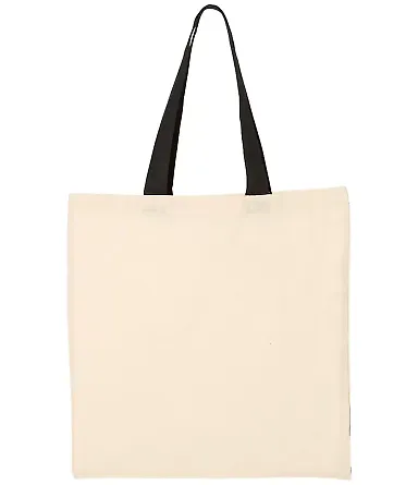 Q-Tees QTB6000 Economical Tote with Contrast-Color Natural/ Black front view