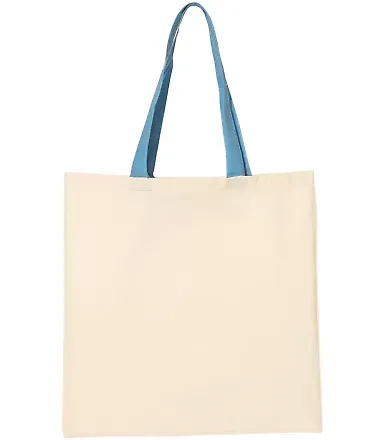 Q-Tees QTB6000 Economical Tote with Contrast-Color Natural/ Carolina Blue front view