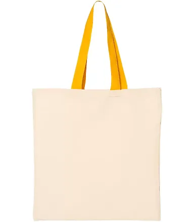 Q-Tees QTB6000 Economical Tote with Contrast-Color Natural/ Gold front view