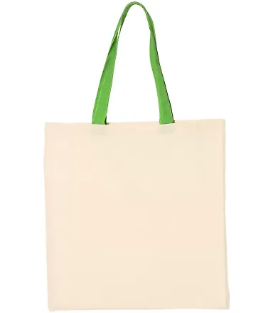 Q-Tees QTB6000 Economical Tote with Contrast-Color Natural/ Lime front view