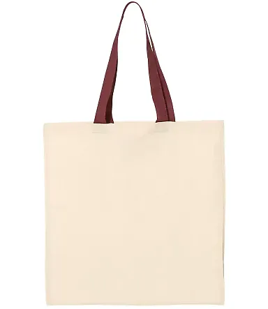 Q-Tees QTB6000 Economical Tote with Contrast-Color Natural/ Maroon front view