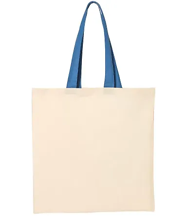 Q-Tees QTB6000 Economical Tote with Contrast-Color Natural/ Royal front view