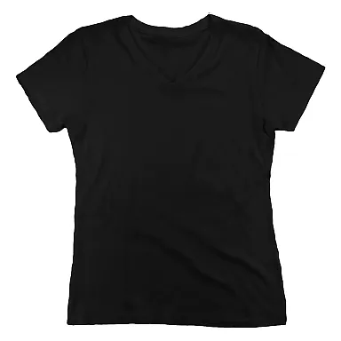Boxercraft YT23 Girls' Relaxed V-Neck T-Shirt Black front view