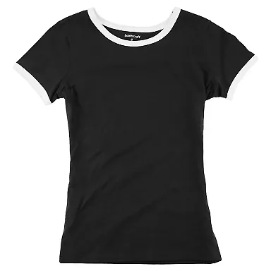 Boxercraft T47 Women's Ringer T-Shirt Black/ White front view
