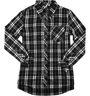 Boxercraft F50 Women's Flannel Shirt in Black/ white front view