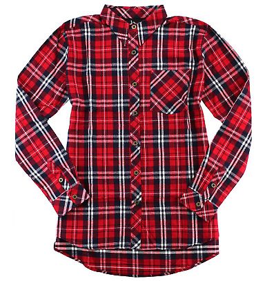 Boxercraft F50 Women's Flannel Shirt in Navy/ red front view