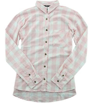 Boxercraft F50 Women's Flannel Shirt in Pale pink/ natural buffalo front view
