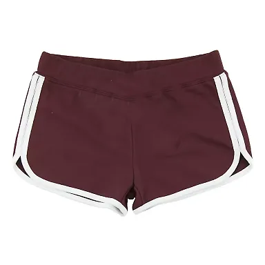Boxercraft YR65 Girls' Relay Shorts Maroon/ White front view