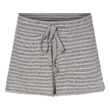 Boxercraft L11 Women's Cuddle Fleece Shorts in Oxford/ natural stripe front view