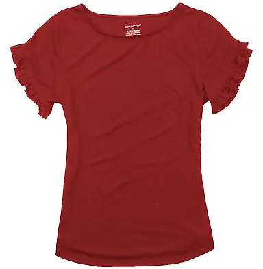Boxercraft YT64 Girls' Ruffle Sleeve T-Shirt Garnet front view