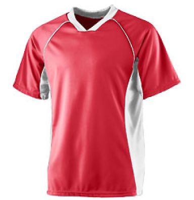 Augusta Sportswear 244 YOUTH WICKING SOCCER SHIRT in Red/ white front view