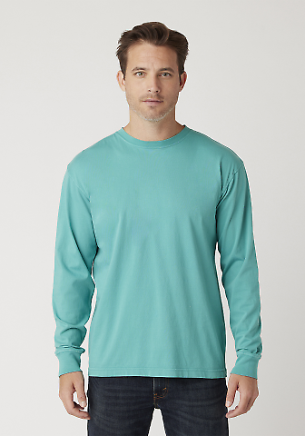 Cotton Heritage OU1964 Garment Dye Long Sleeve in Sea green front view
