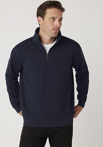 Cotton Heritage M2475 Quarter-Zip Fleece in Navy blazer front view